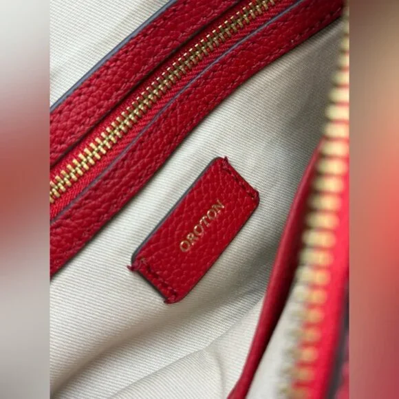 🆕 OROTON 🧿 NWOT Lily Zip Top Leather Crossbody, Red - Picture 14 of 16